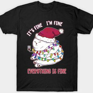 Funny Cat Christmas Shirt, Everything Is Fine Cat Tee, Christmas Gift